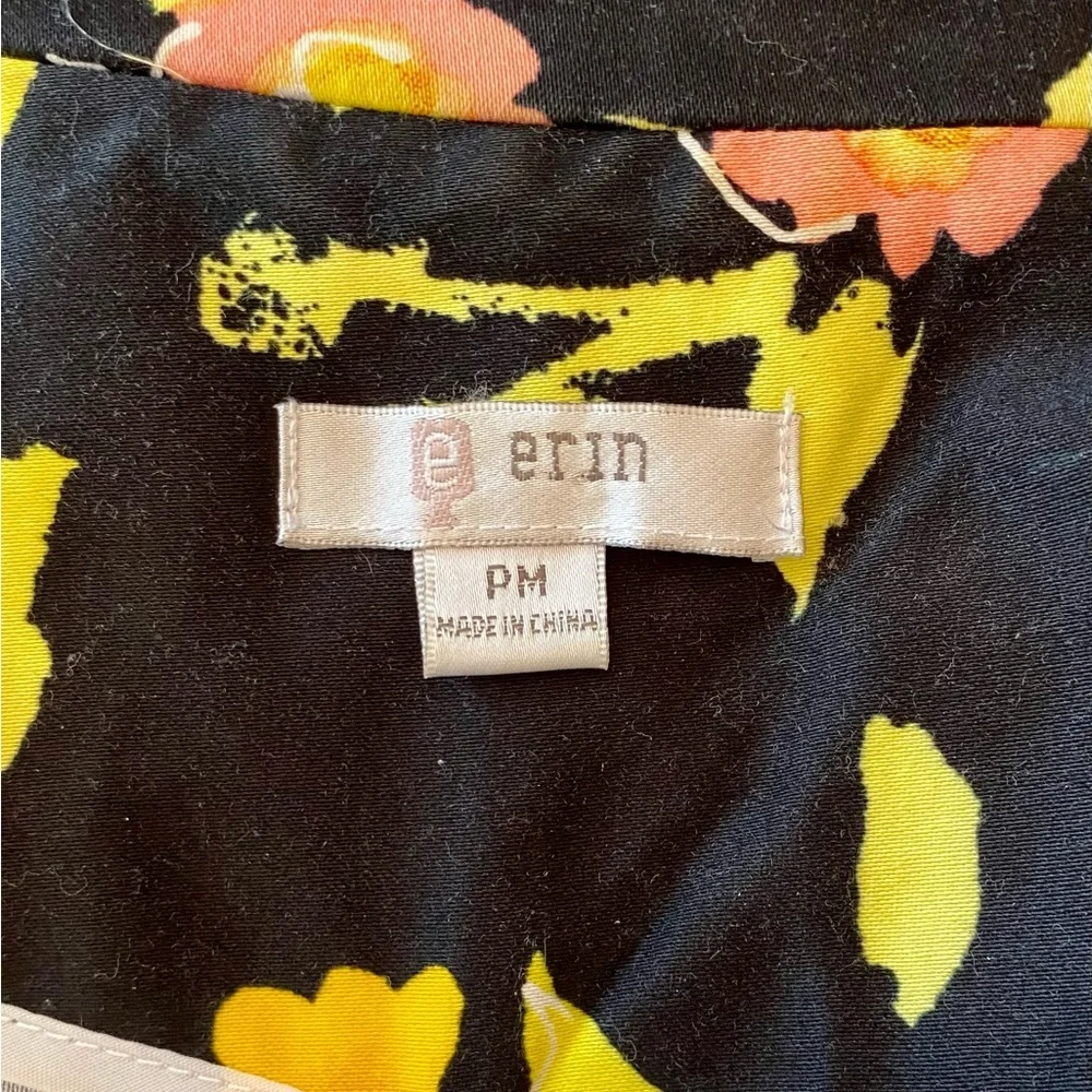Erin London Petite Medium Floral Open Front Jacket Fitted Black Pink Yellow